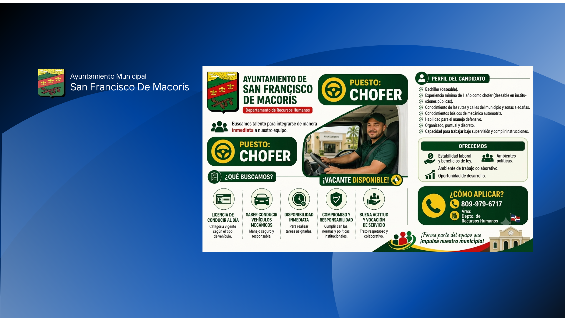 Buscamos Chofer Con experiencia